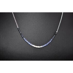 Catherine Weitzman Blue Sapphire Rondelle Necklace